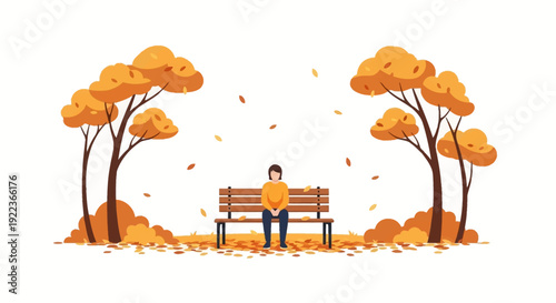 Man Sitting on Wooden Park Bench.