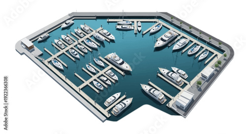 Marina with many docked sailboats and yachts.