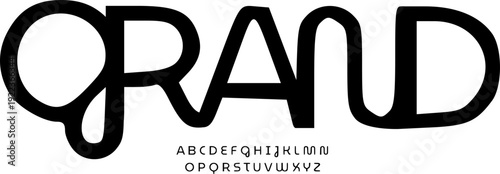 Grand Bold Decorative Font, Unique Geometric Flowing Alphabet Set, Versatile Display Typeface for High-End Apparel, Web Headers, Creative Poster Design, and Innovative Visual Arts