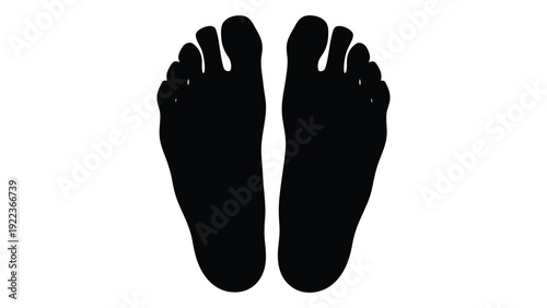 A pair of black footprints on a white background isolated on white background, Vector