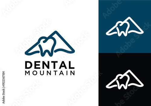 Dental Mountain Logo Modern and Creative Dental Clinic Design.