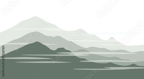 Mountains Landscape with Hills and Peaks.