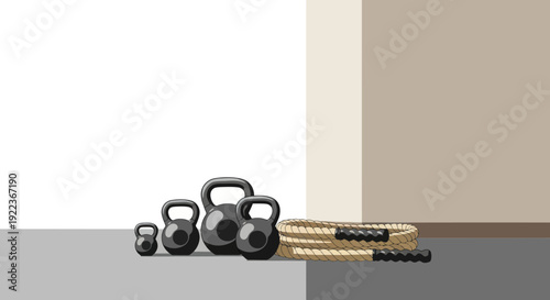 Kettlebells and Jump Rope: Fitness Equipment for Strength and Cardio Training.