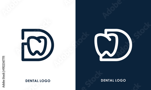 Modern Dental Logo Design with Letter D and Tooth.