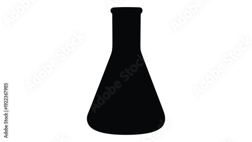 A black silhouette of a laboratory flask isolated on white background, Vector