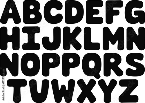 A complete set of bold black uppercase letters from A to Z displayed on a pristine white background