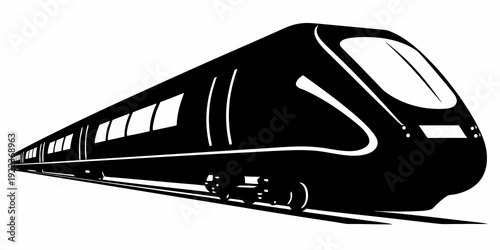 High-Speed Train Silhouette: Modern Locomotive Vector Art