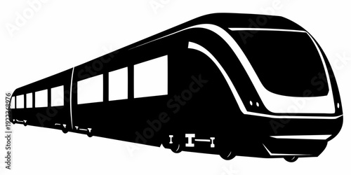 Modern Commuter Train Silhouette: Electric Subway Rail Vector