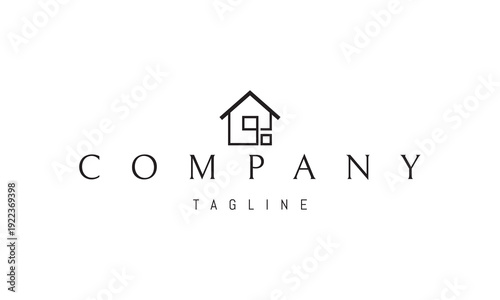 A vector logo featuring an abstract image a smart home symbol combining technology and comfort, representing control, connectivity, and modern living.