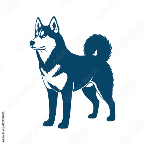 Shiba Inu Dog Silhouette Side View Vector Illustration