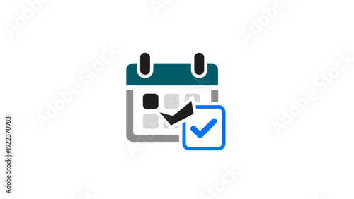 Calendar Icon with Checkmark Symbol.