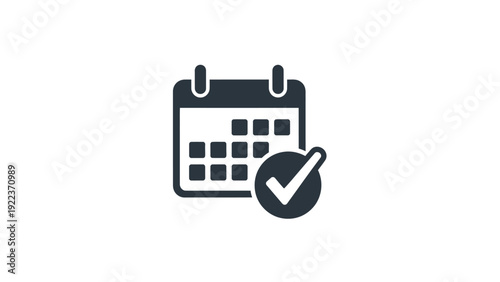 Calendar Icon with Checkmark Symbol.