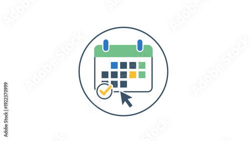 Calendar Icon with Cursor Selecting Date.
