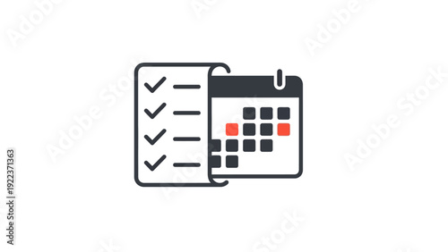 Calendar Icon with Checklist and Dates.