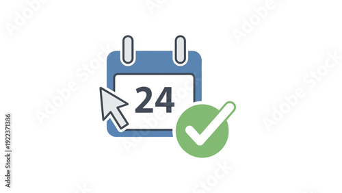 Calendar Icon with Checkmark and Cursor.
