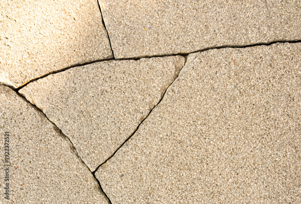 Obraz premium Crack wall texture background broken earthquake effect, whtie grey building cement damage pattern plaster grunge black line paint surface abstract, construction rough street concrete backdrop