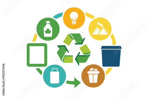 recycling icon set vector on white background