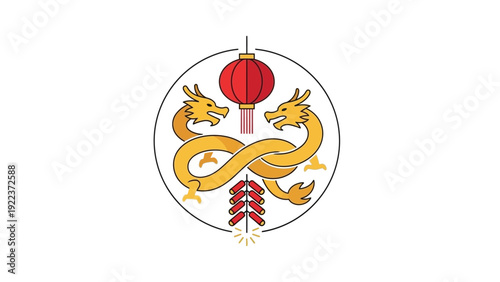 Chinese Dragon Emblem Symbol Design.