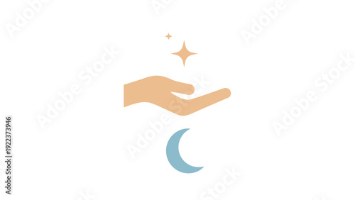 Hand Reaching for Moon and Star.