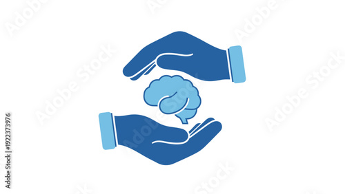 Hands holding a brain symbol.