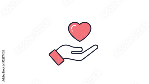 Hand Holding Heart Illustration Simple Design.