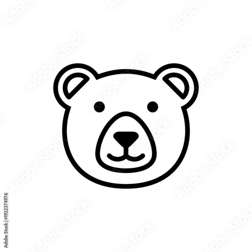 Bear head and face outline. Cute bear head line icon, outline grizzly or teddy bear face. Vector illustration on white background.