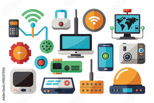 network gadget set vector on white background