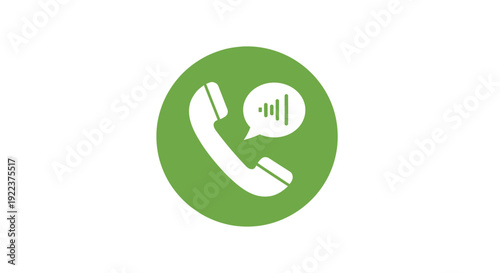Voice call icon with a white telephone handset and sound waves inside a green circle.