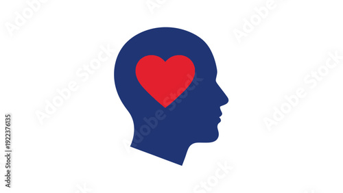 Head Silhouette with Heart Inside Profile.