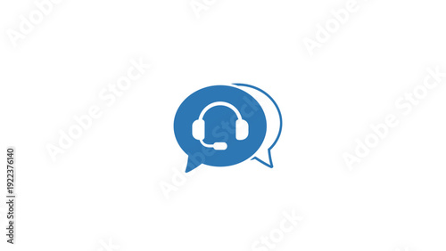 Headset and Speech Bubble Icon Illustration.
