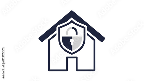 Home Security Shield Protection Icon Graphic.