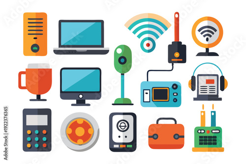 network gadget set vector on white background