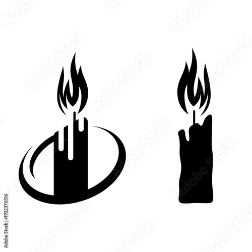 Candle light silhouette vector icon,simple and minimalist design concept,isolated on white background,can be for symbol,signs or decoration ornament