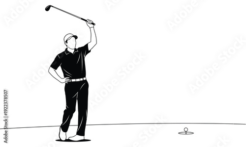 Golfer celebrating winning shot on green
