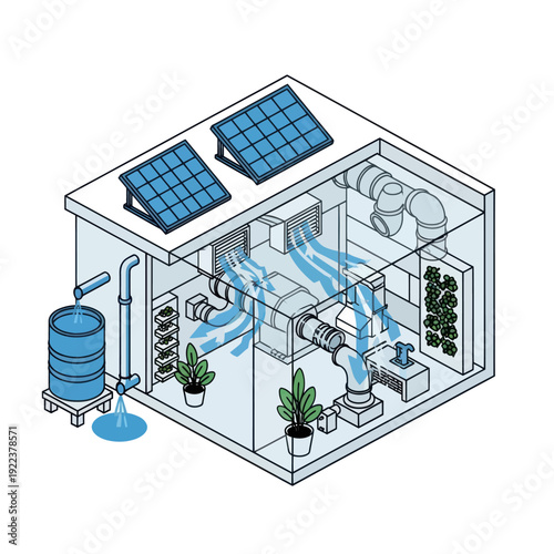 Water Purification System with Solar Panels.