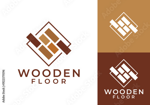 abstract wooden floor logo. repair and service home construction concept icon design