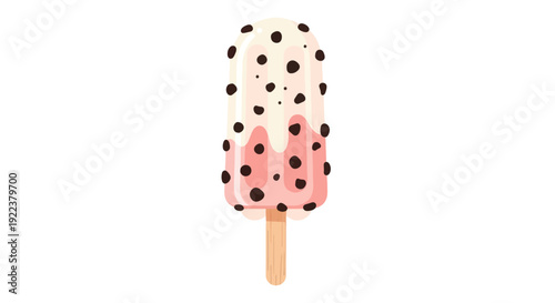 Spotted White and Pink Ice Cream Bar on a Stick.