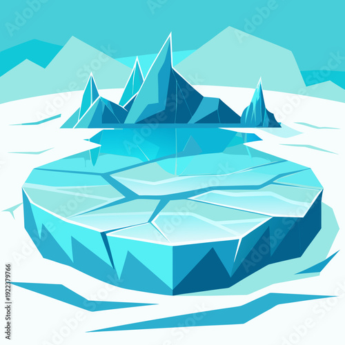 Cracked Iceberg Floe in Arctic Landscape