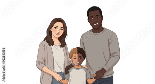 Diverse Family With Young Child Together.