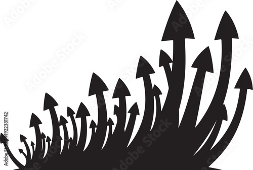 Black Arrows Pointing Upward in a Growing Trend Pattern