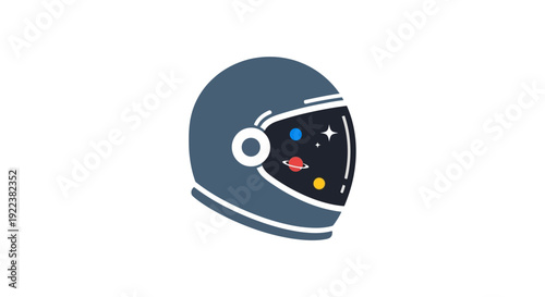 Astronaut helmet with colorful controls.