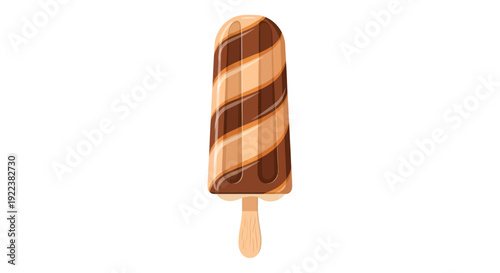 Swirled Chocolate and Vanilla Ice Cream Bar on a Stick.
