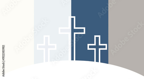 Three Christian crosses symbolizing faith and sacrifice.