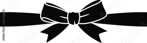This black silhouette bow with a fuller knot elegantly adorns a horizontal ribbon