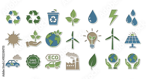 Collection of Eco Friendly Symbols and Icons.