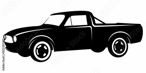 Vintage Classic Pickup Truck Vector Silhouette Illustration