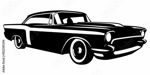 Vintage 1950s Classic Muscle Car Vector Silhouette Graphic
