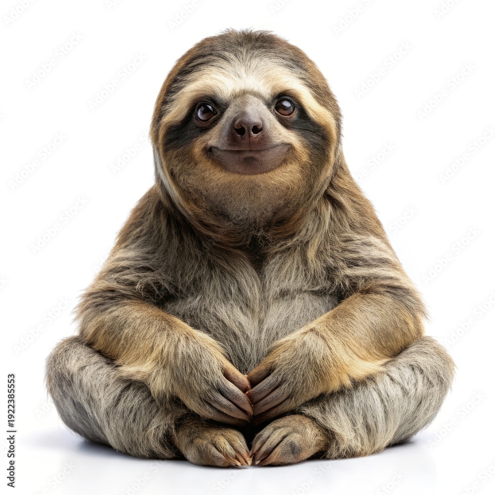 Naklejka premium Funny Smiling Sloth Character for Social Media Memes and Motivation