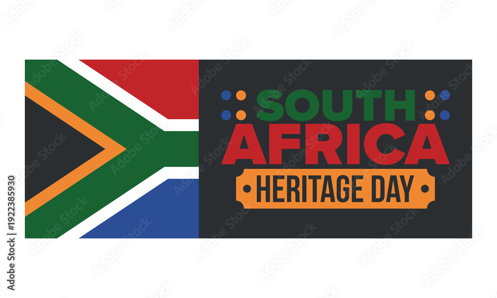 Fototapeta premium South Africa Heritage Day. Happy holiday. Celebrate culture and traditions of nation. South African flag. Poster with illustration. Pattern design. Vector
