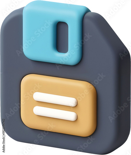 Black floppy disk, diskette. Data storage, information technology, save files, software and data storage concept. 3d vector icon